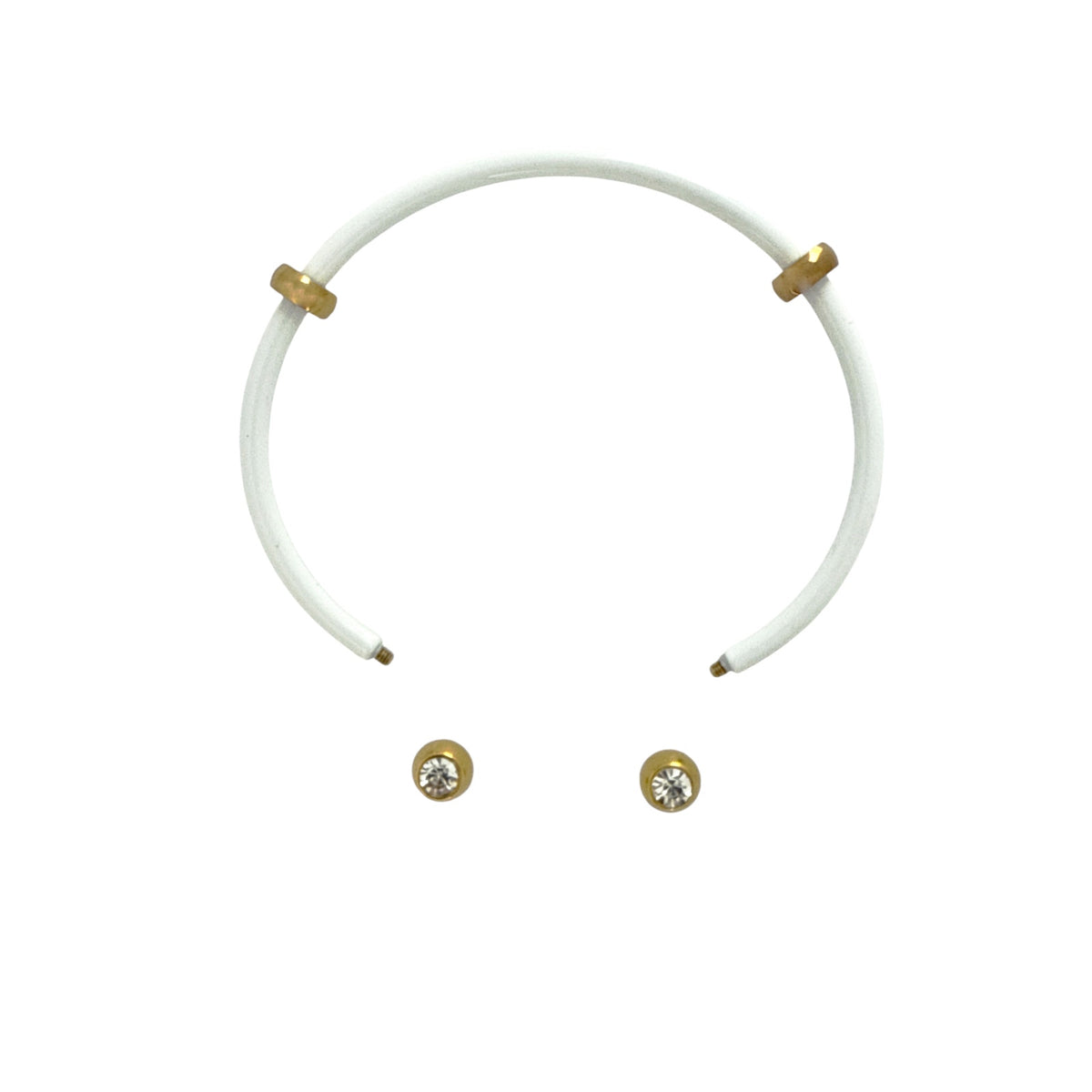 ALEX+ANI Bezel Stone Enamel Cuff White