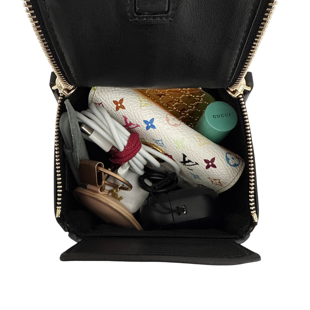 GIVENCHY Pandora Cube Pouch Charm Leather Bag in Black