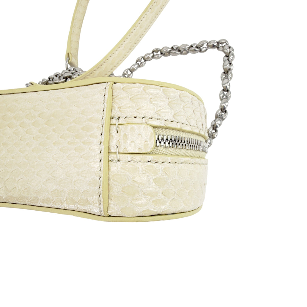 JIL SANDER Tradition Mini Snakeskin Bag with Chain in Ivory