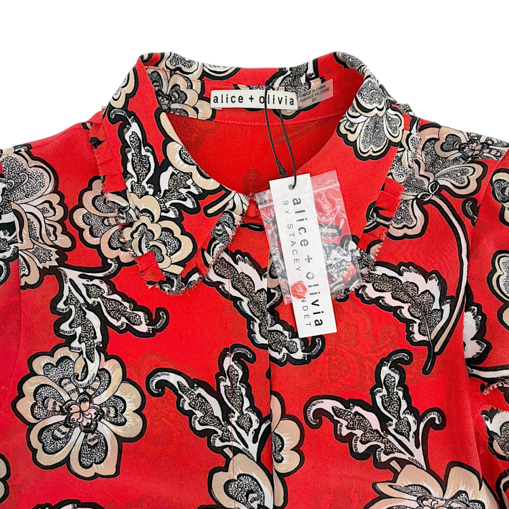 ALICE+OLIVIA Martel Silk Blouse in Landmark S