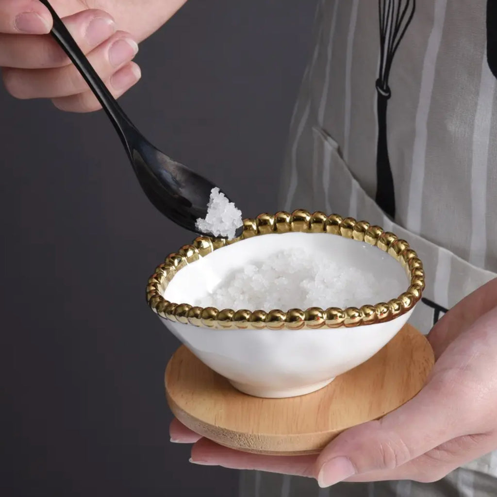 PAMPA BAY Golden Salerno Oval Condiment Bowl Set of 2