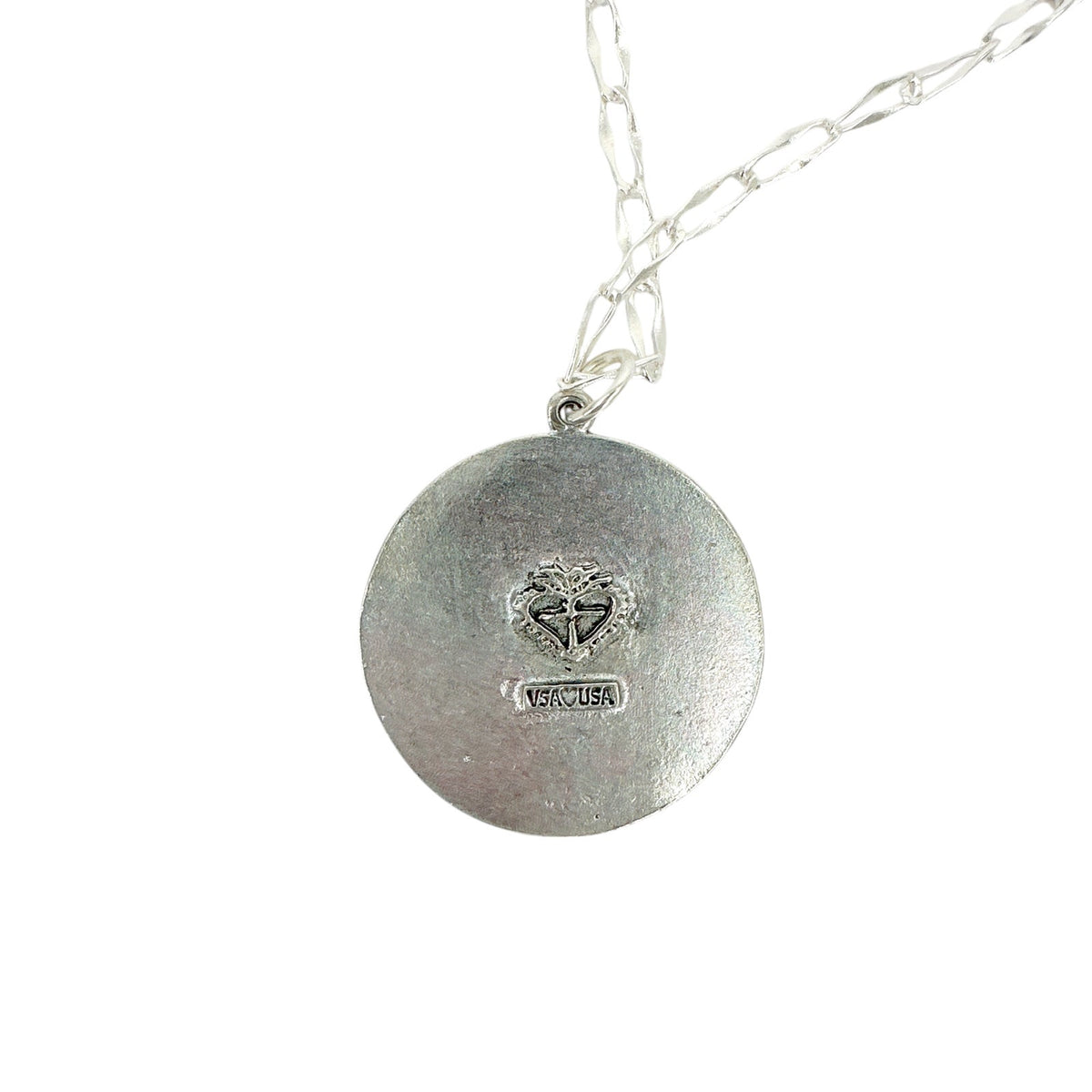 VIRGINS SAINTS & ANGELS VSA Disco Virgin Charm Necklace Silver & Black Diamond