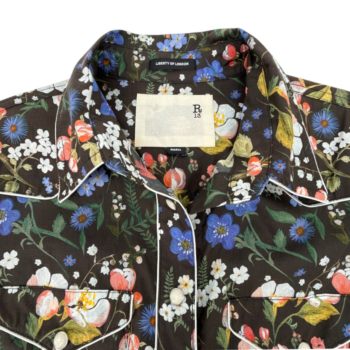 R13 x LIBERTY of LONDON Cowboy Dress in Black Floral S