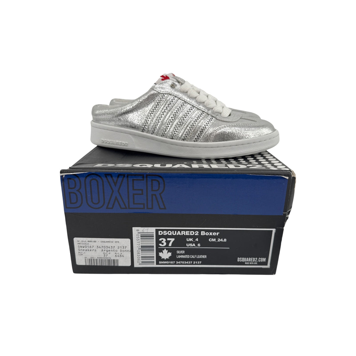 DSQUARED2 Boxer Open Back Mule Sneakers in Silver 37