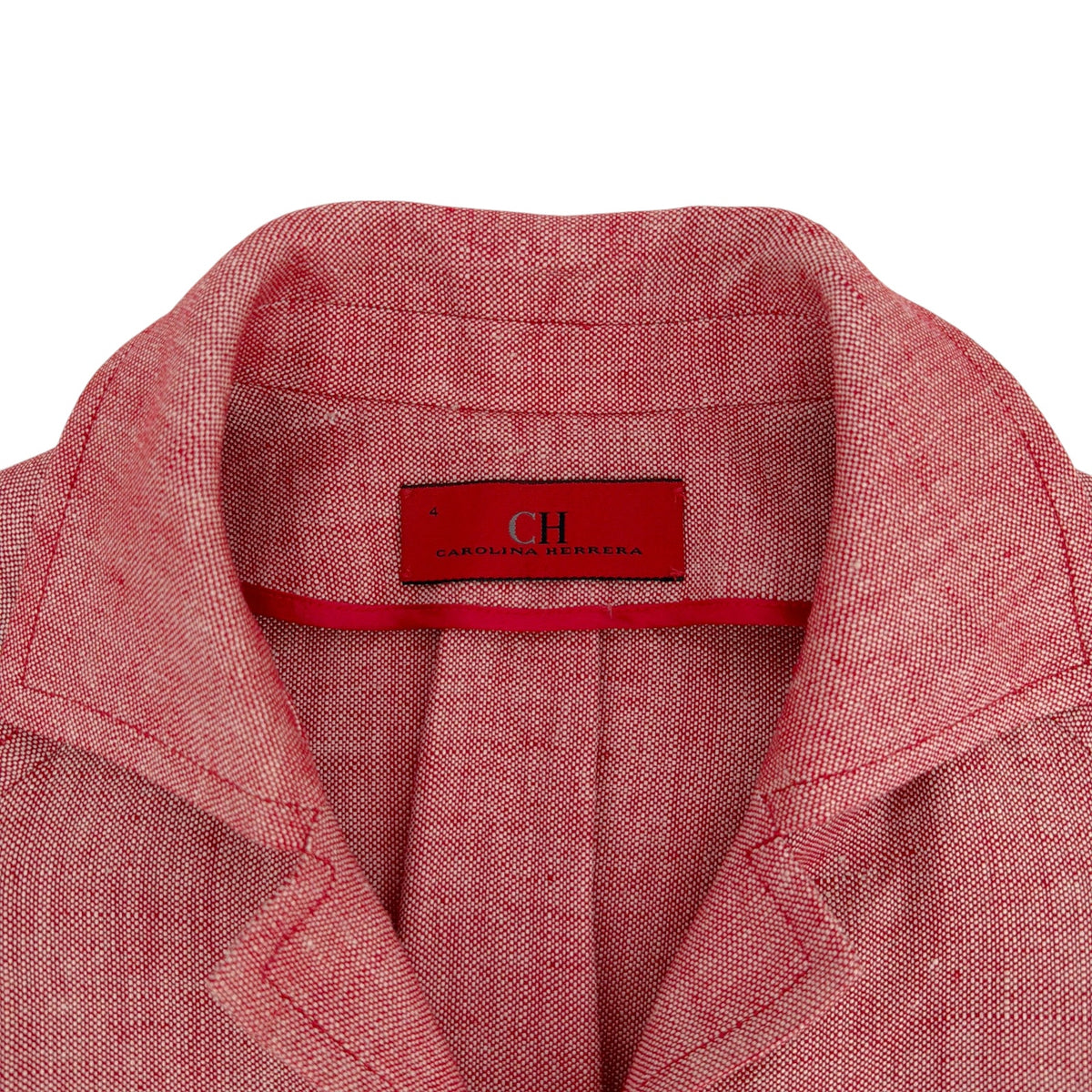 CAROLINA HERRERA Cropped Open Front Silk Blend Jacket in Red 4|S