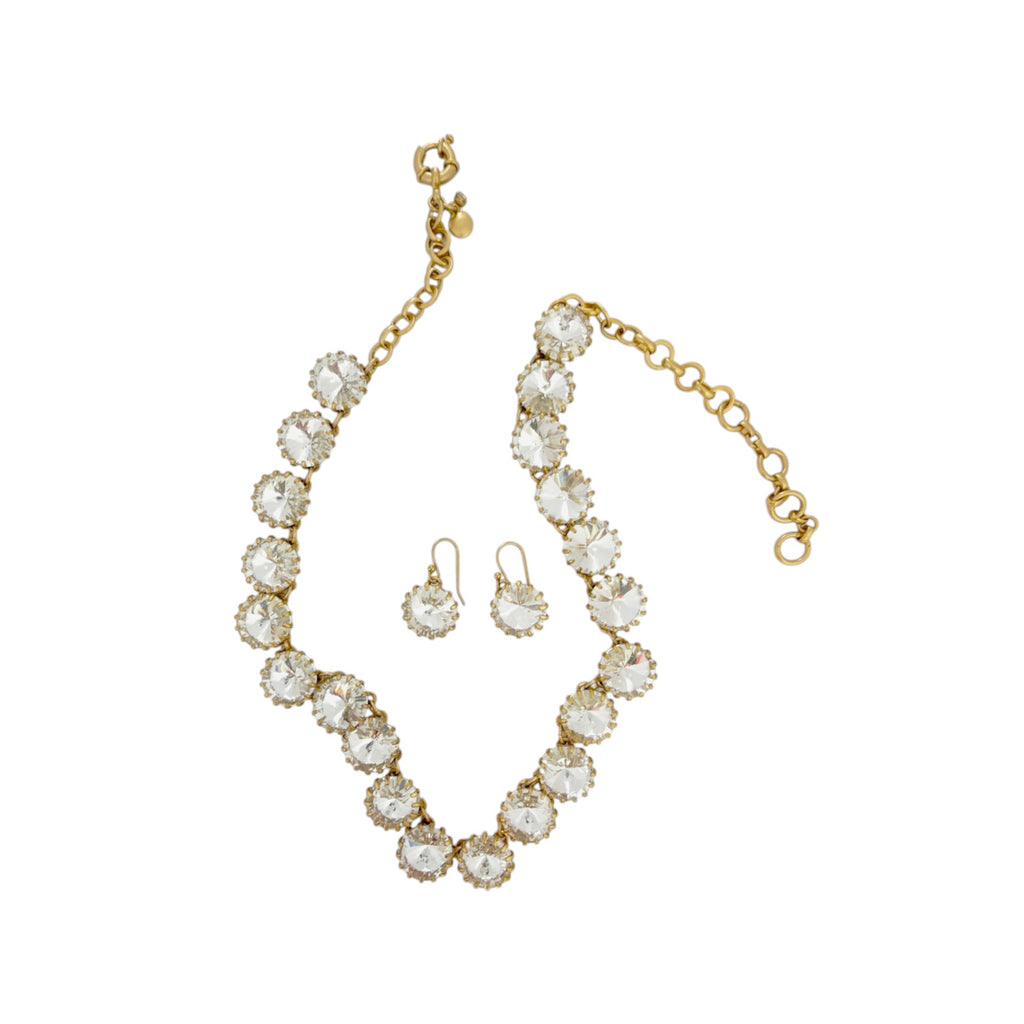 J.CREW Crystal Venus Flytrap Statement Necklace & Earring Set