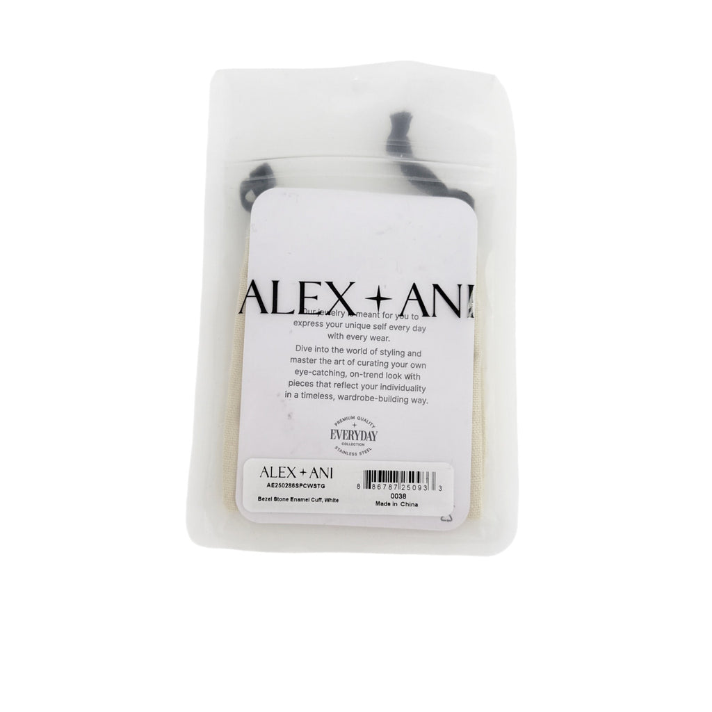 ALEX+ANI Bezel Stone Enamel Cuff White