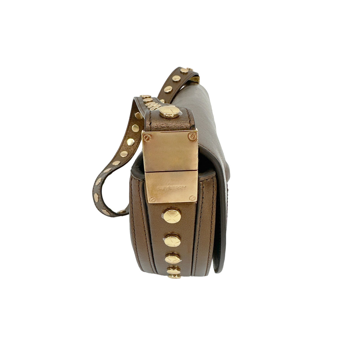 BURBERRY Small Metallic Leather Olympia Shoulder Bag in Bronze