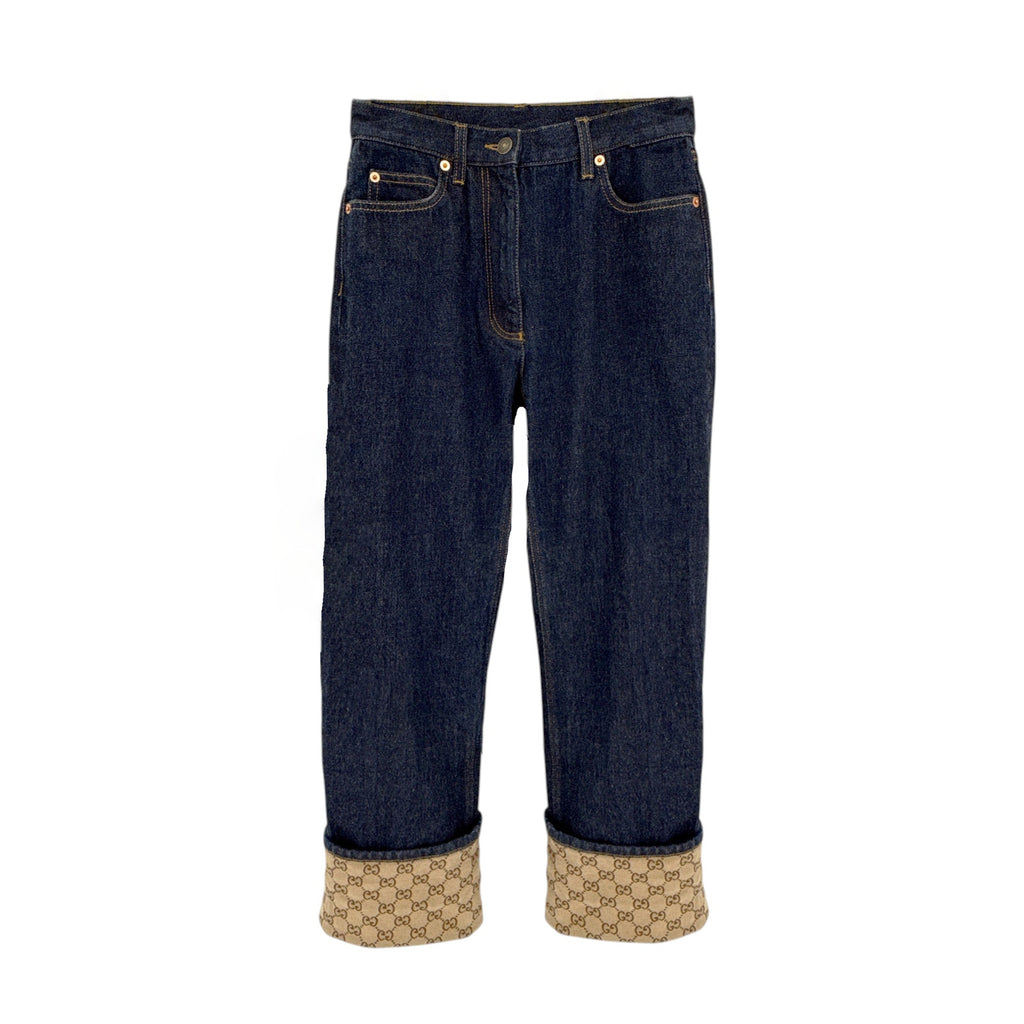 GUCCI Denim Pants with GG Supreme Canvas Cuff 24