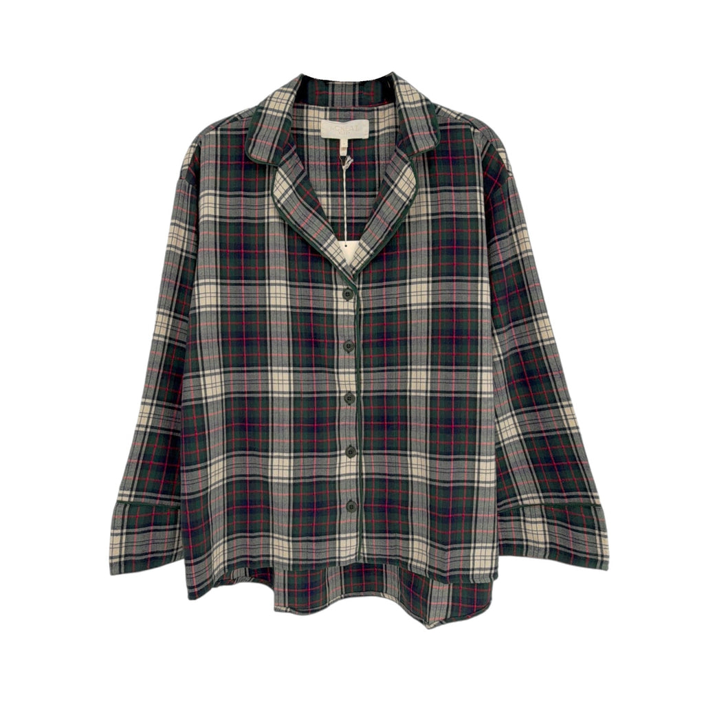 THE GREAT. The Flannel Pajama Top in Pine Lodge Plaid 0|XS