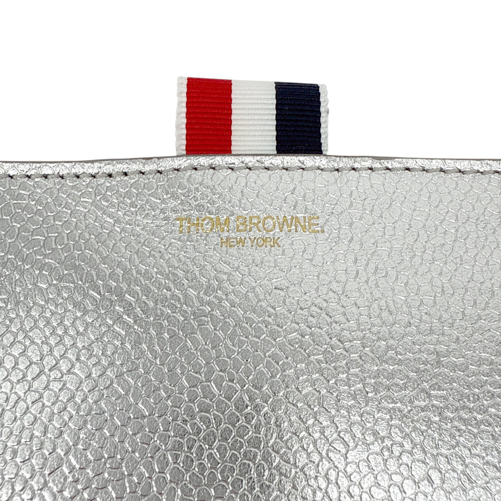 THOM BROWNE Diagonal Stripe Large Coin Wallet Clutch in Silver
