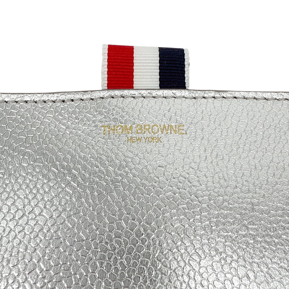 THOM BROWNE Diagonal Stripe Large Coin Wallet Clutch in Silver