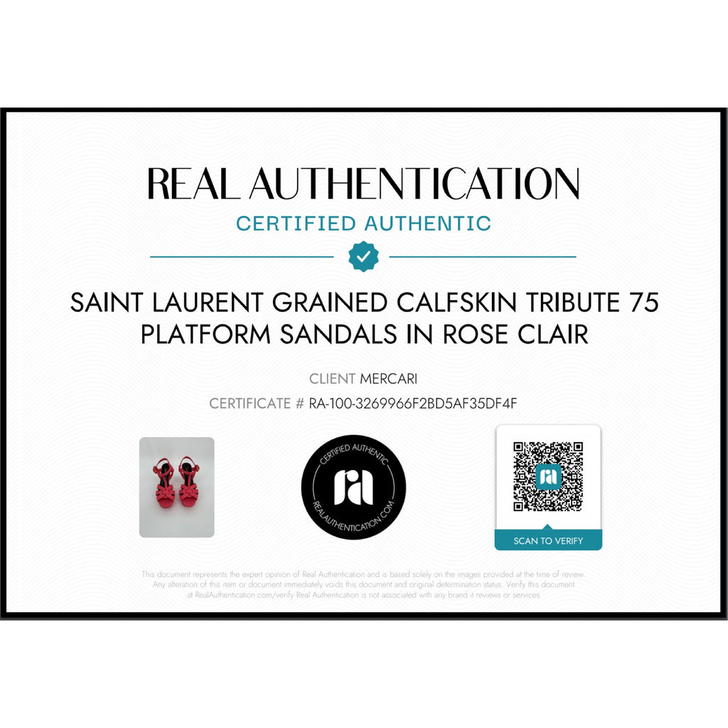 SAINT LAURENT Grained Calfskin Tribute 75 Platform Sandals in Rose Clair 37
