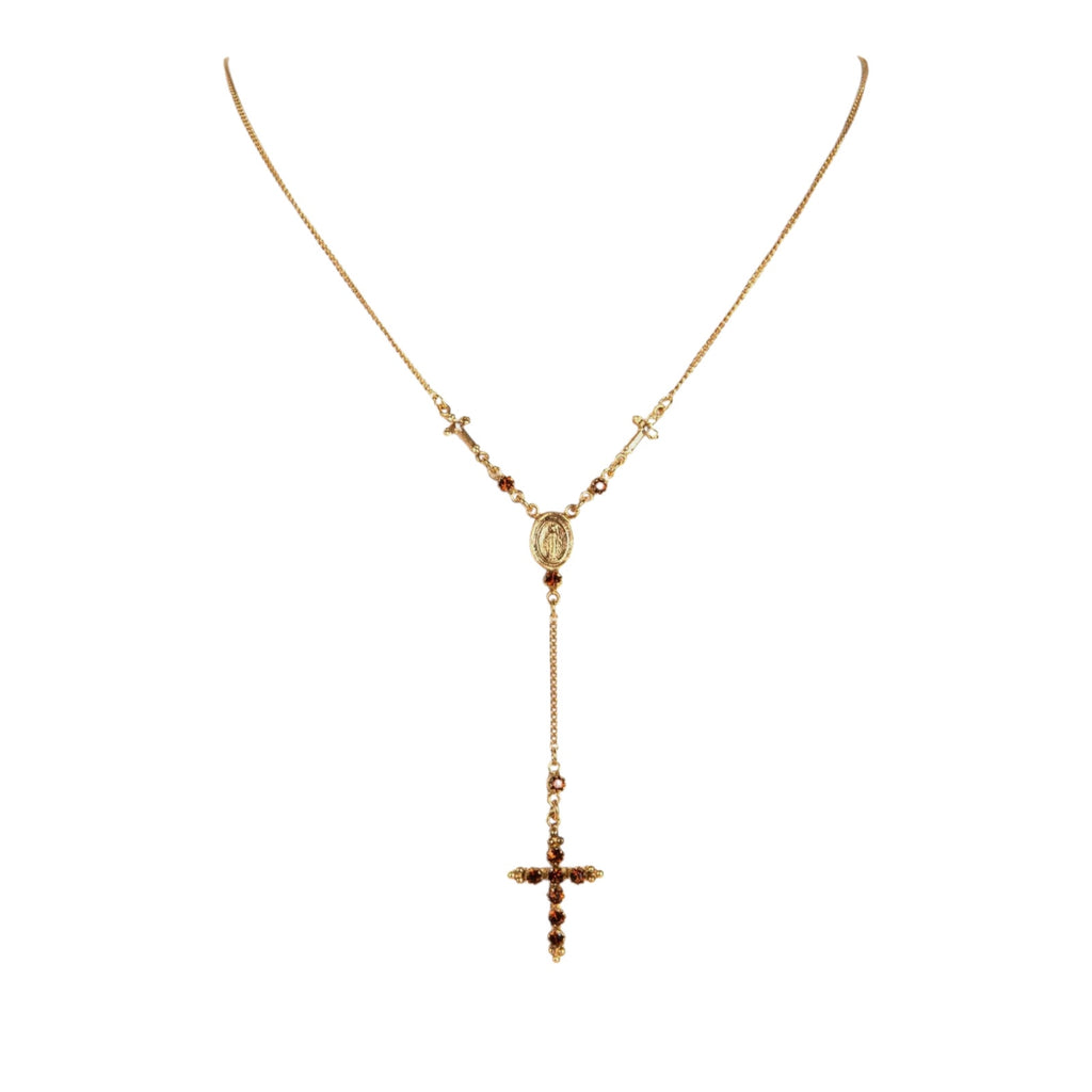 VSA Maddie Rosary Necklace Topaz & Gold