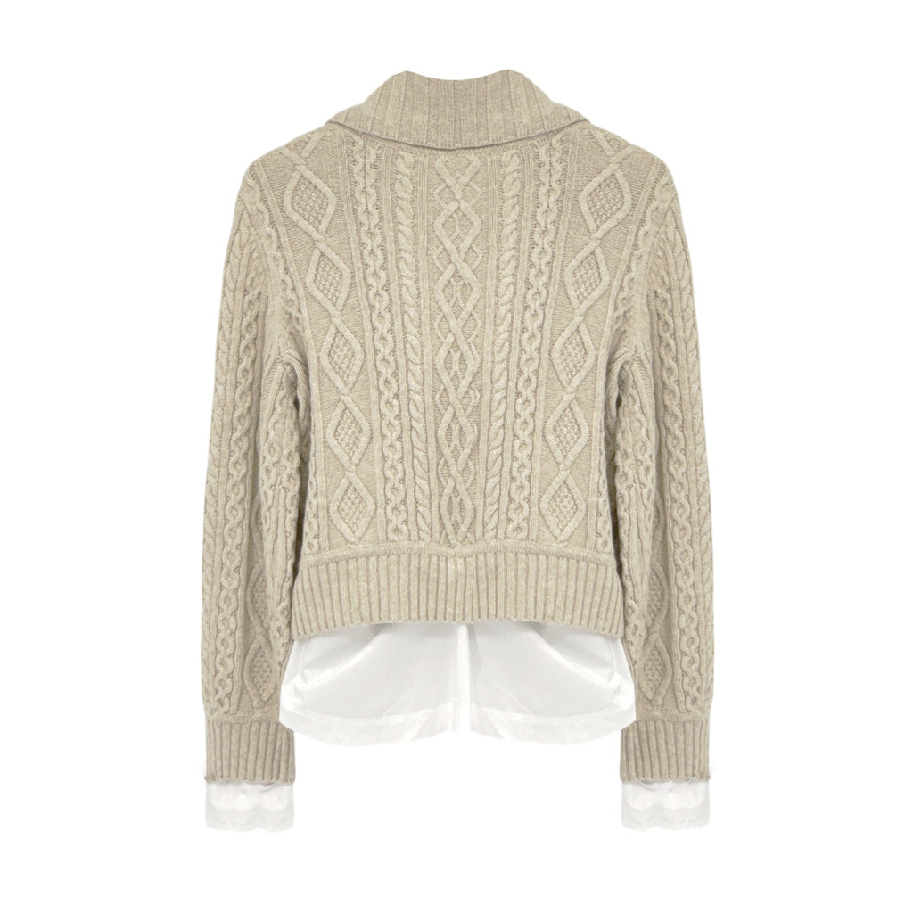 JONATHAN SIMKHAI Davina Patchwork Cardigan Jacket in Bone Multi M