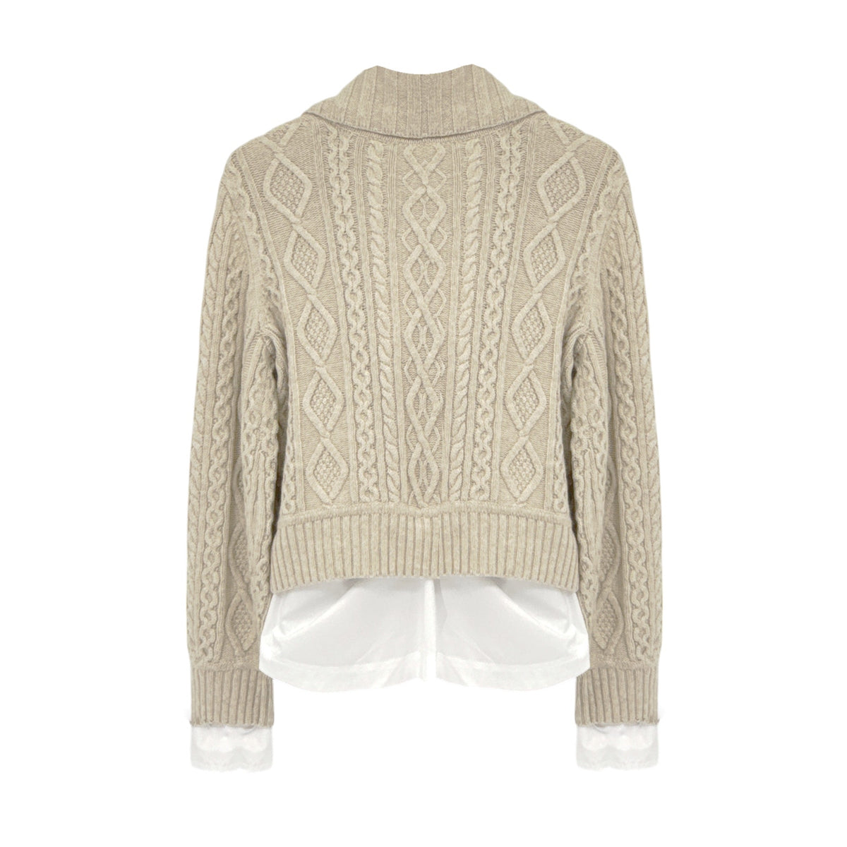 JONATHAN SIMKHAI Davina Patchwork Cardigan Jacket in Bone Multi M