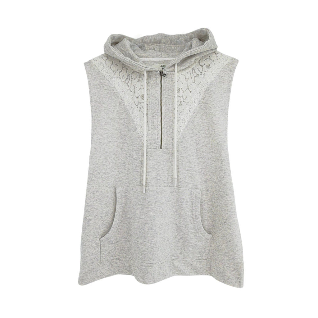 ANTHROPOLOGIE Daily Practice Sleeveless Lace Detail Hoodie S