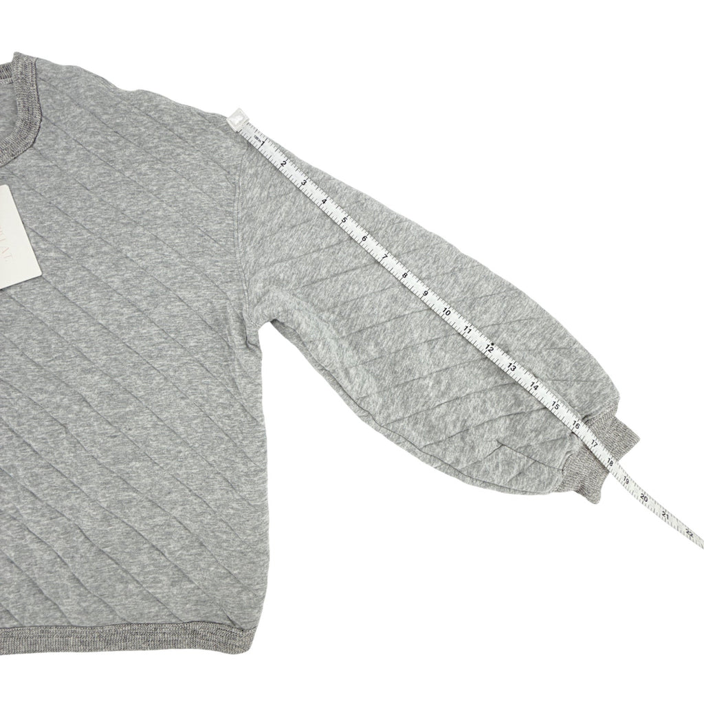 THE GREAT. The Quilted Henley Sleep Sweatshirt. in Heather Grey 0|XS