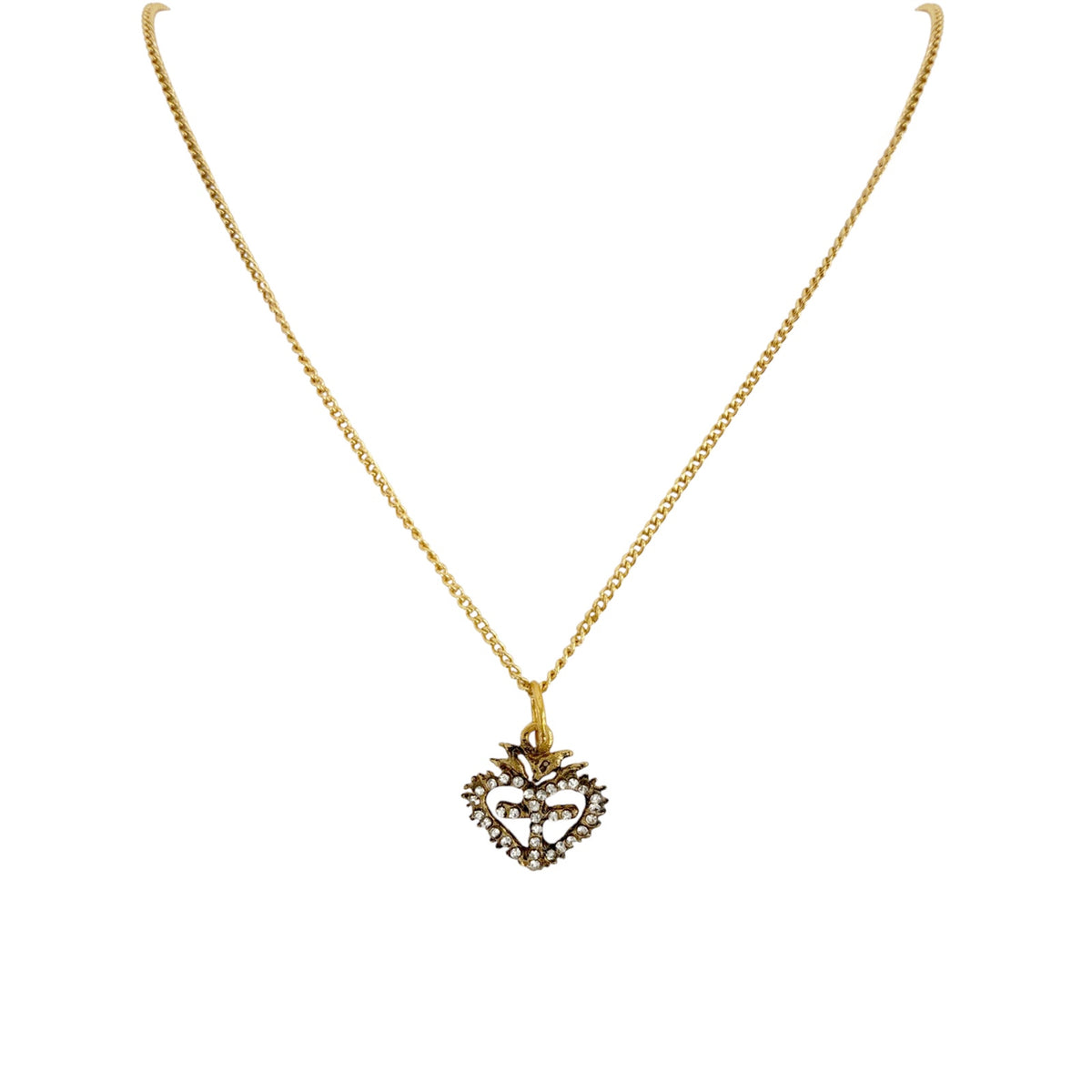 VSA Sacred Heart Logo Charm Necklace Gold