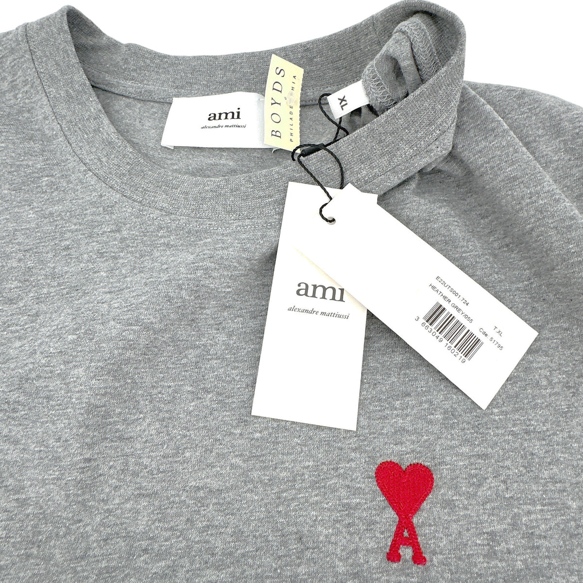AMI PARIS Ami de Coeur T-shirt in Heather Grey XL