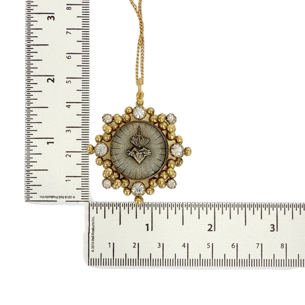 VSA Cloister Sacred Heart Charm Necklace in Gold
