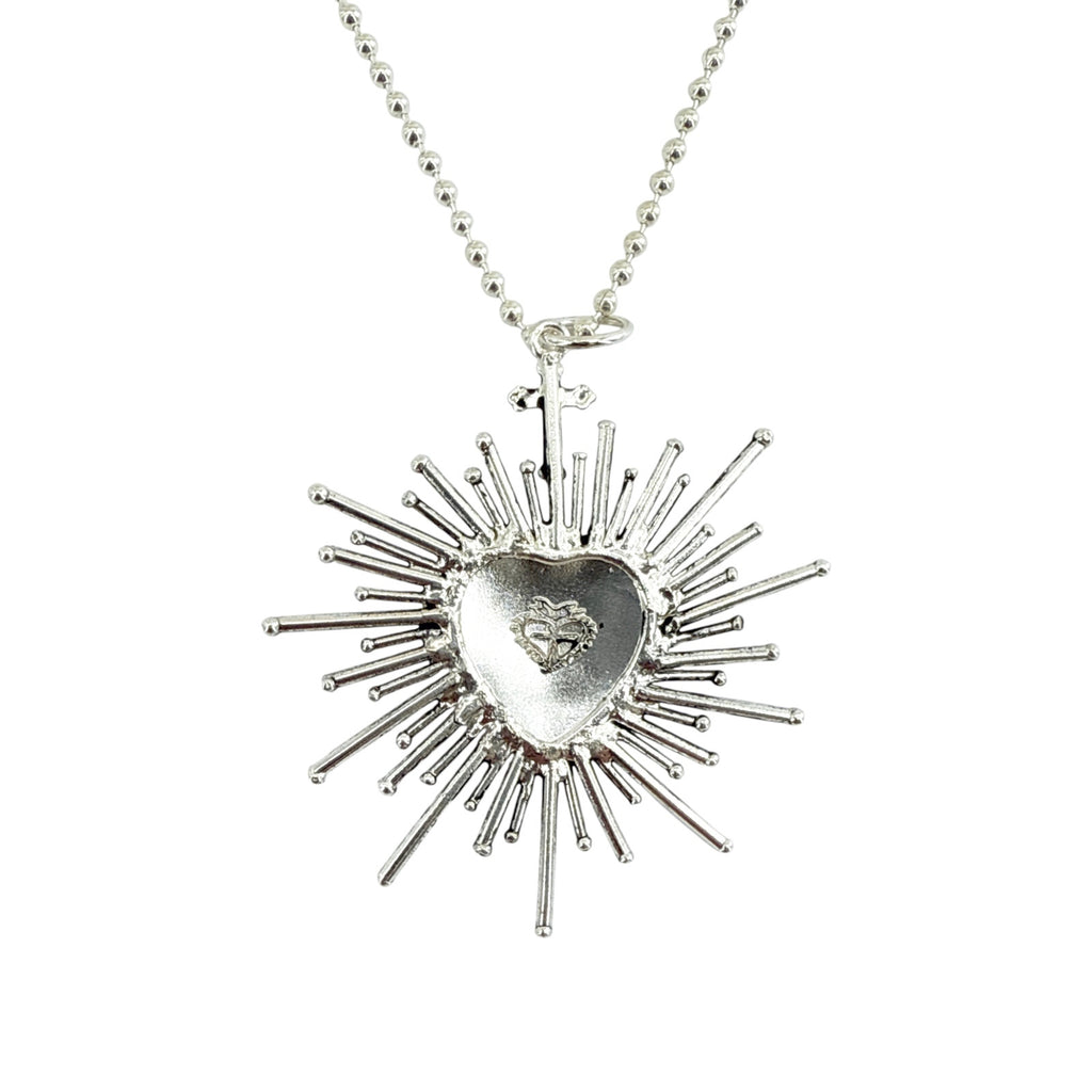 VSA Sacred Flame Charm Necklace Silver 34" Ball Chain