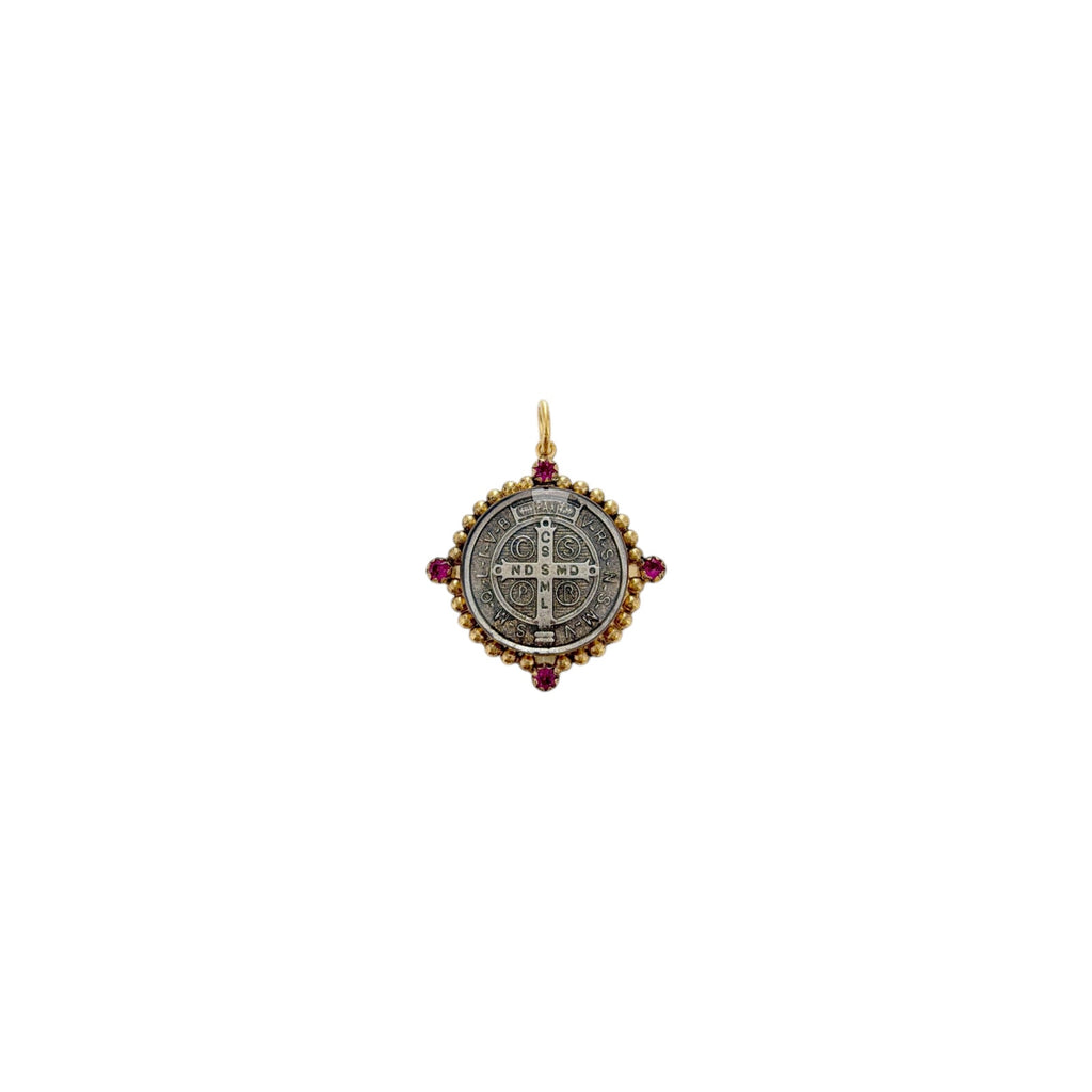 VIRGINS SAINTS & ANGELS VSA Bespoke San Benito Medallion in Gold & Pink