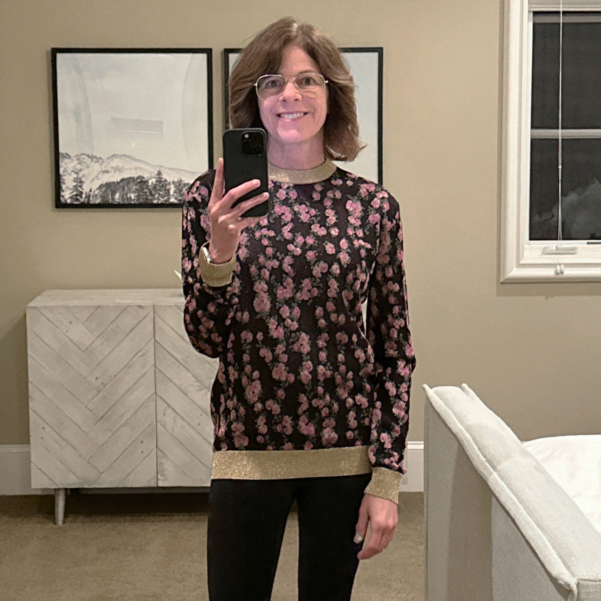GUCCI Shiny Viscose Jacquard Floral Sweater S