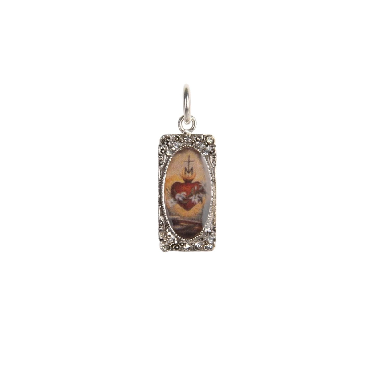 VIRGINS SAINTS & ANGELS VSA Retablo Rectangular Framed Charm in Silver