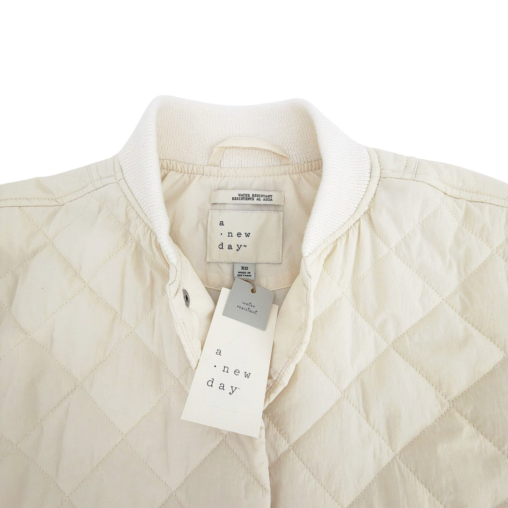 A NEW DAY Water Resistant Quilted Bomber Jacket in Cream XS