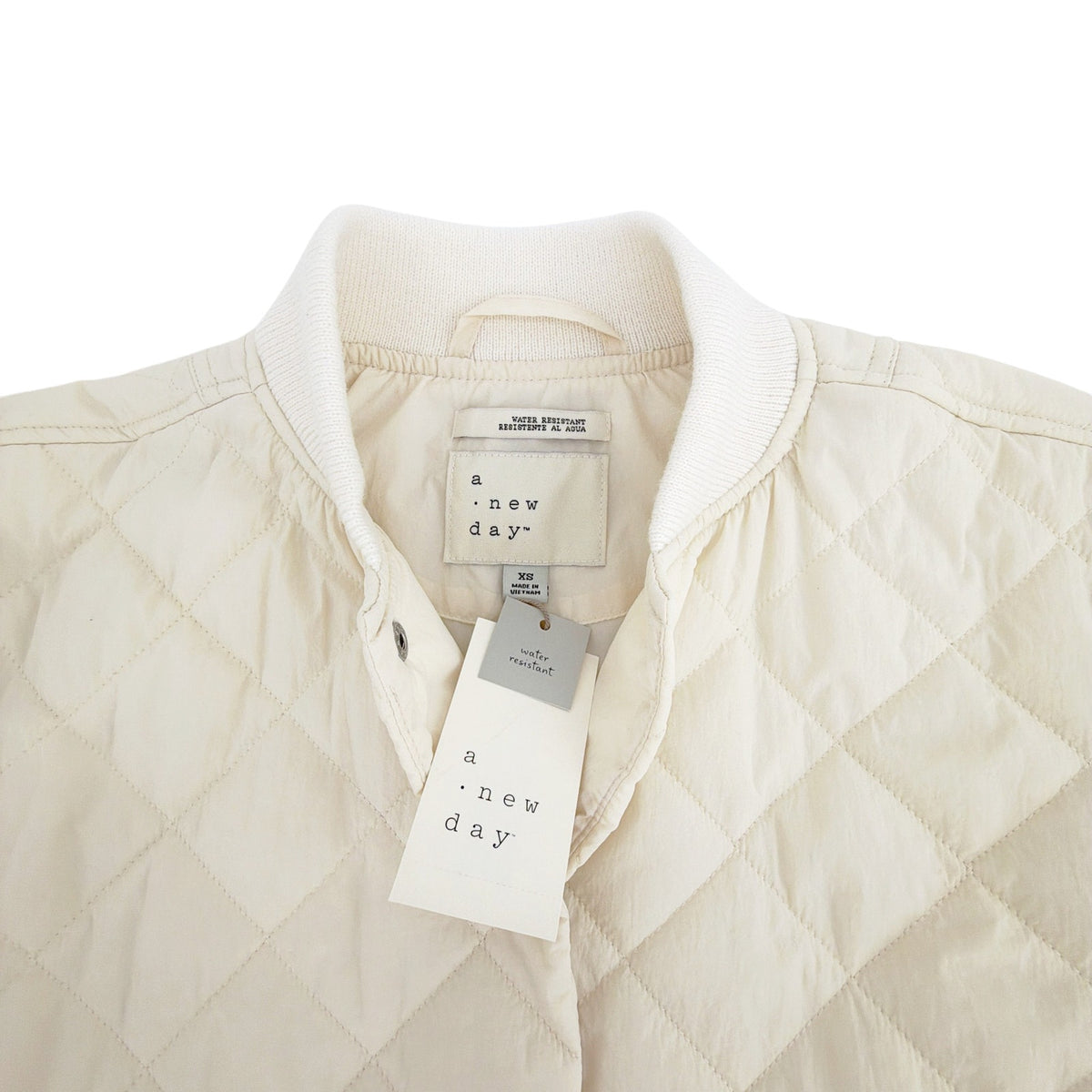A NEW DAY Water Resistant Quilted Bomber Jacket in Cream XS