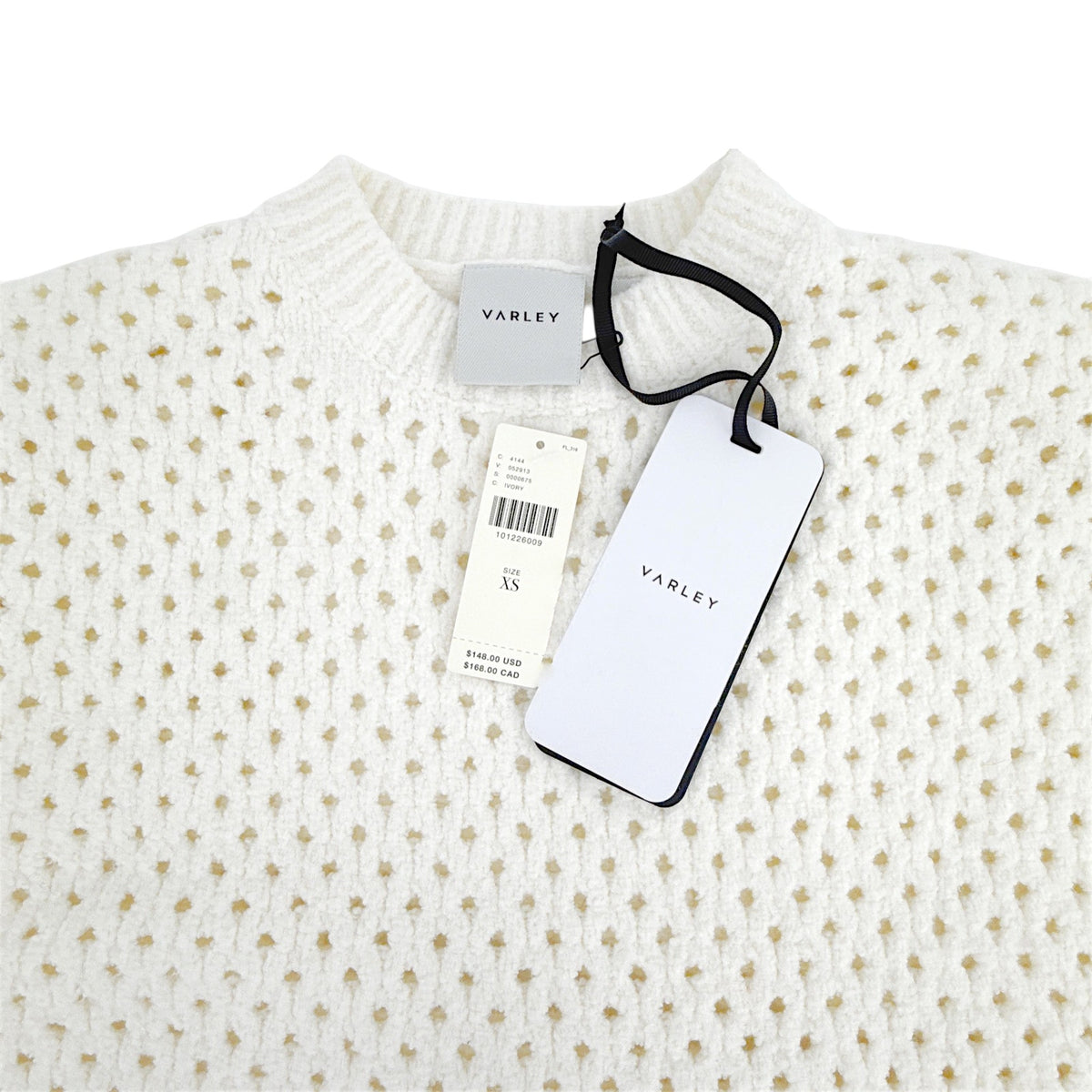 VARLEY Grady Bouclé Knit Sweater in Coconut Milk XS