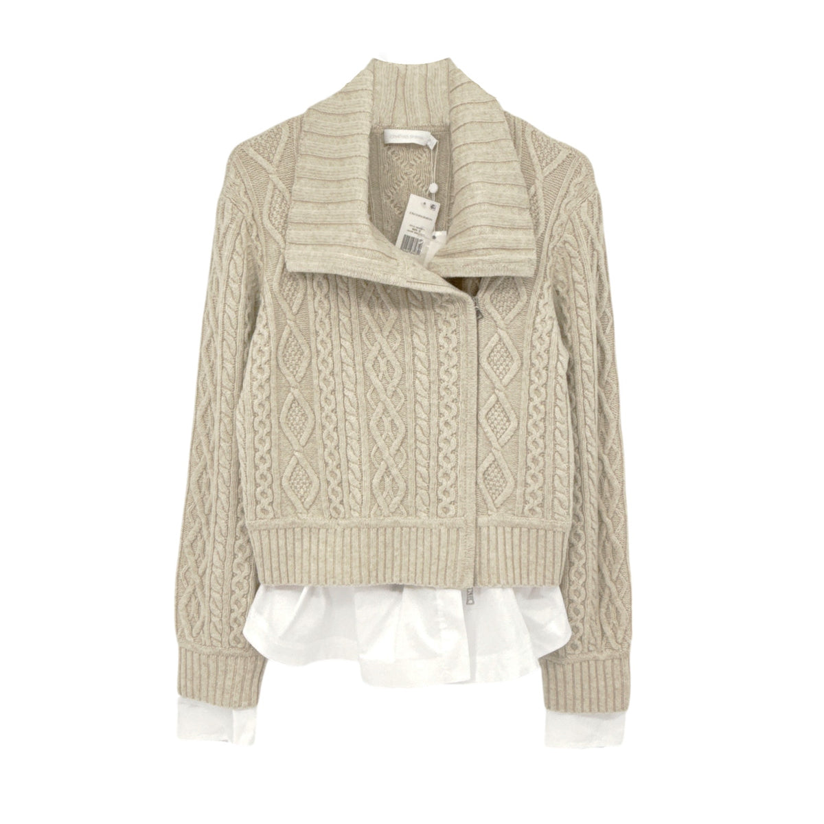 JONATHAN SIMKHAI Davina Patchwork Cardigan Jacket in Bone Multi M