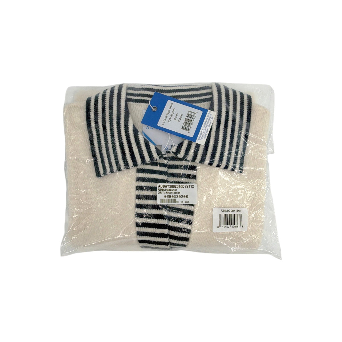 ADDISON BAY Carlyle Rugby Sweater in Cream & Navy XS
