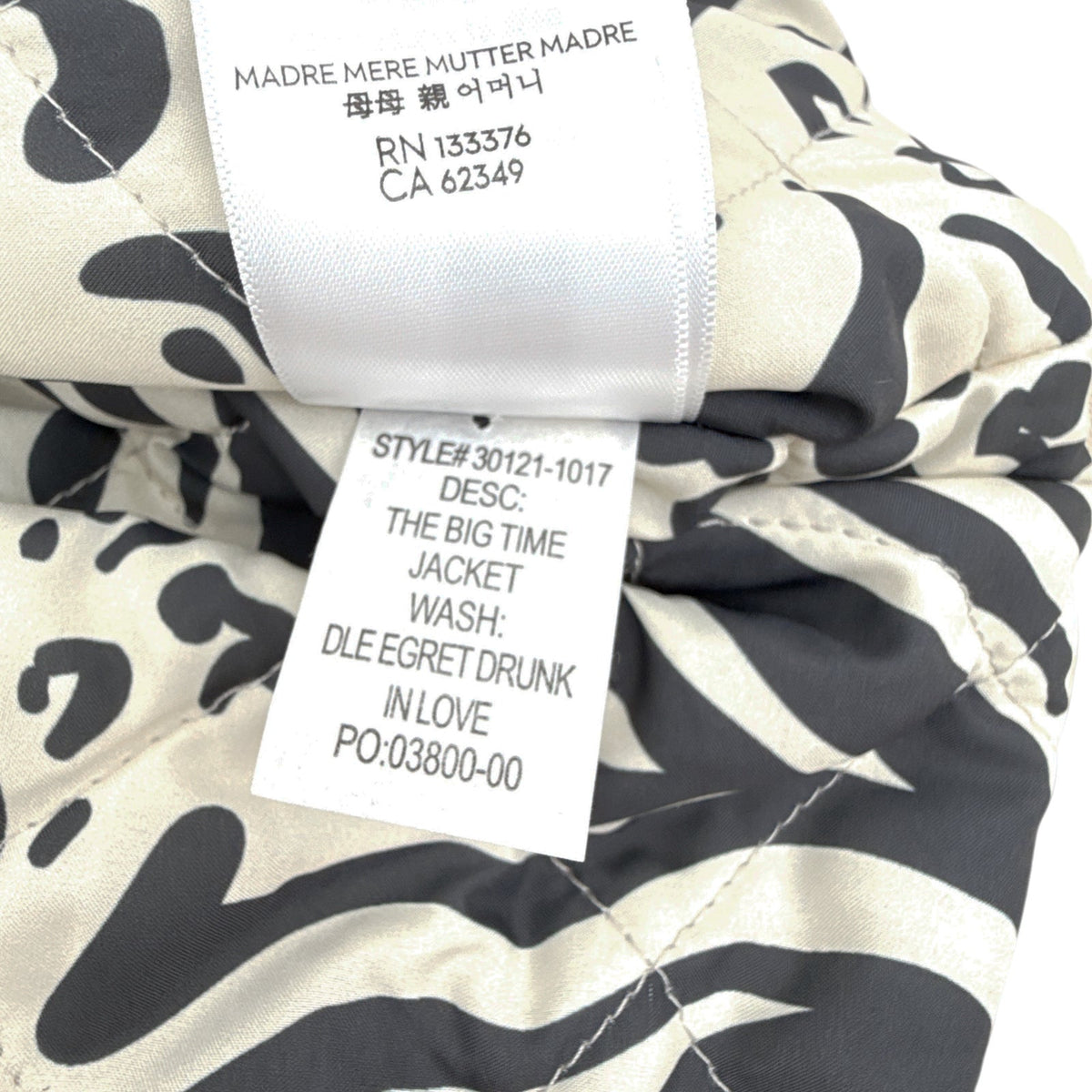 MOTHER The Big Time Jacket in Egret Drunk in Love M