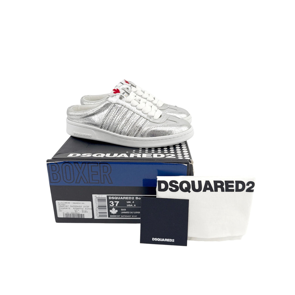 DSQUARED2 Boxer Open Back Mule Sneakers in Silver 37