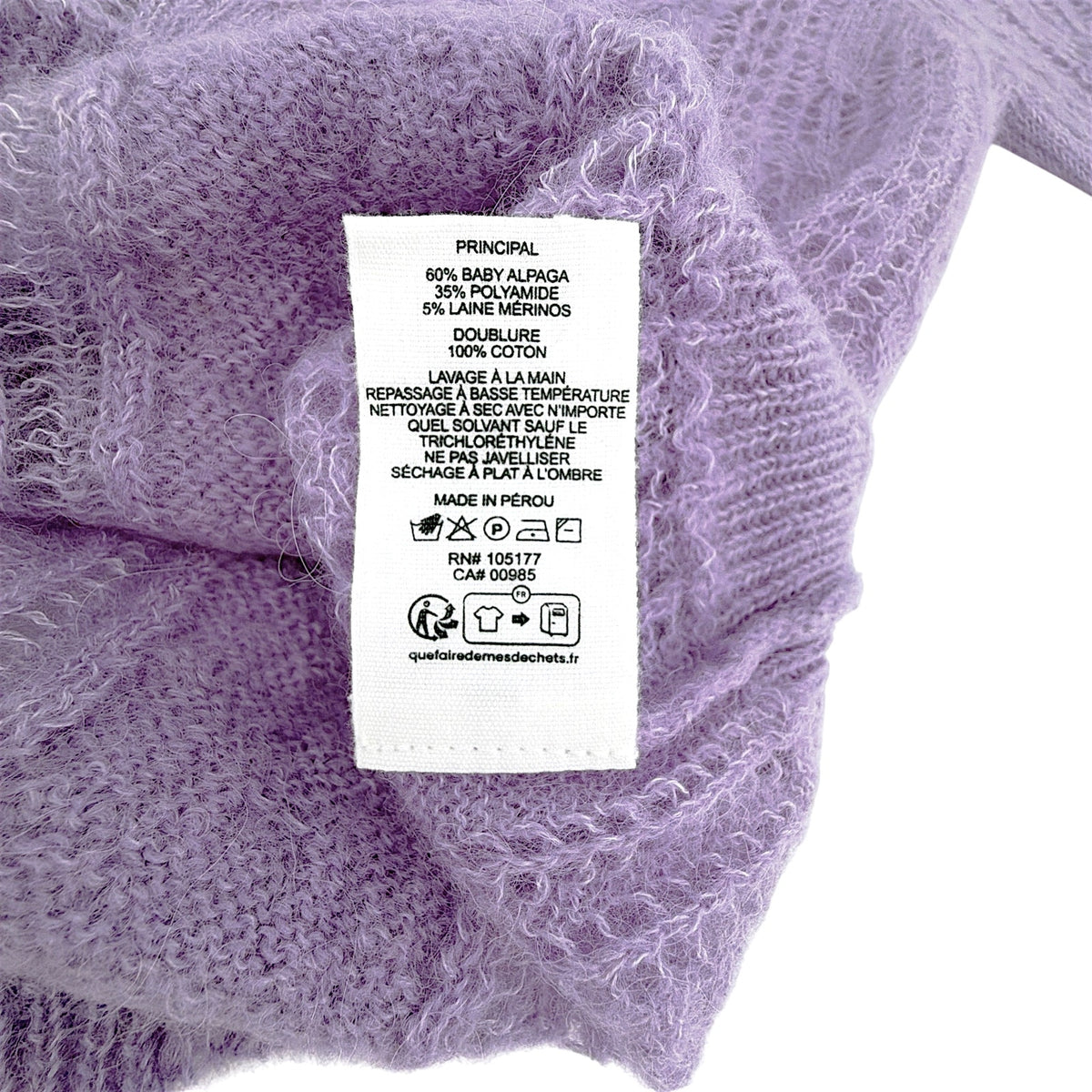 ULLA JOHNSON Mavis Alpaca Top in Lavender S