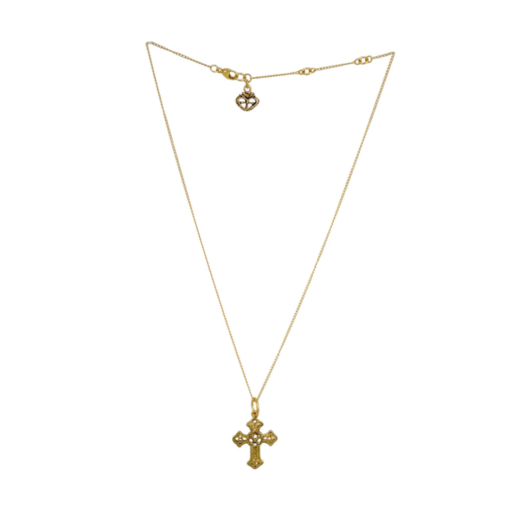 VIRGINS SAINTS & ANGELS VSA Basilica Cross Charm Necklace 16" in Gold