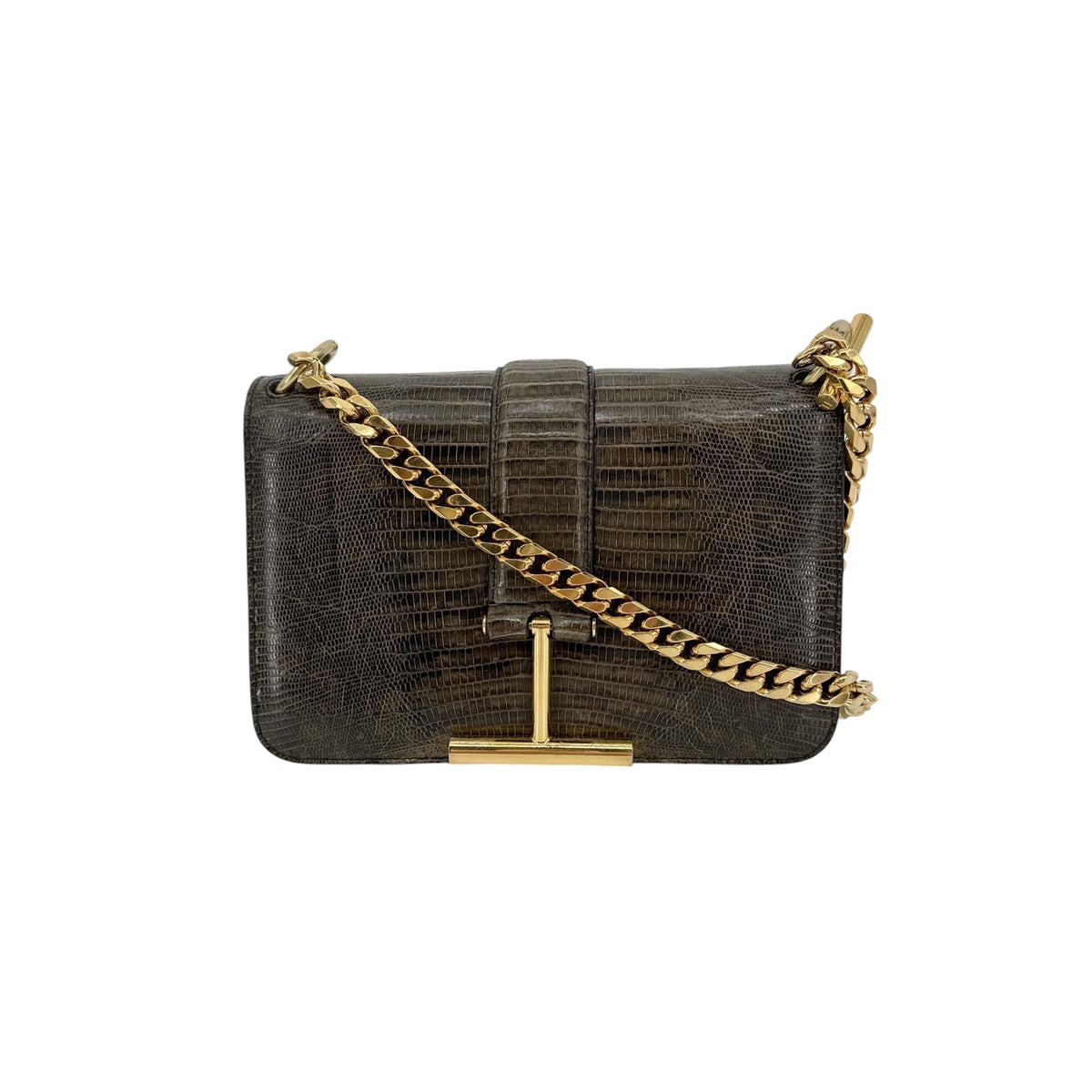 TOM FORD Tara Chain Tejus Lizard Shoulder Bag