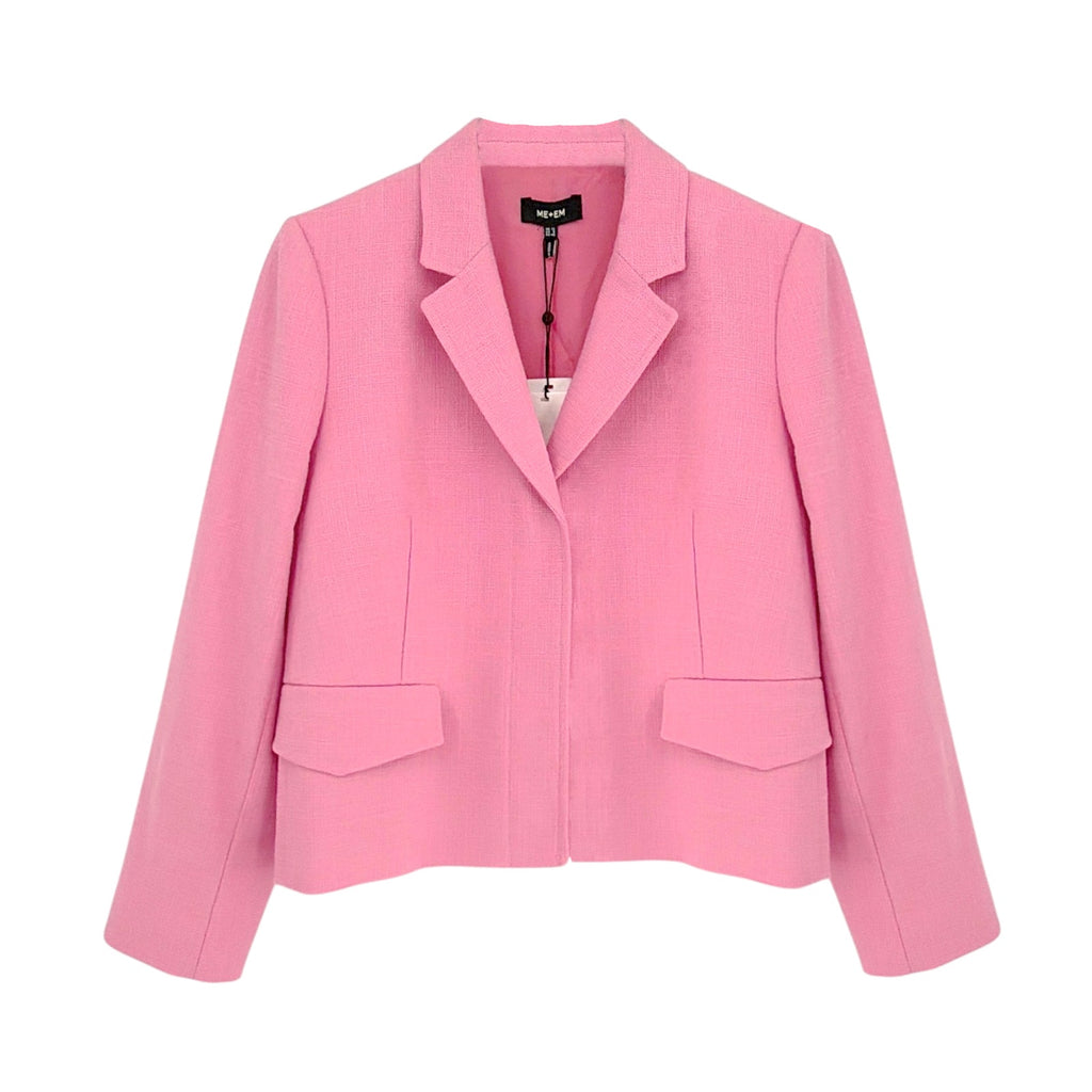 ME+EM Cotton Blend Spring Boyfriend Blazer in Perfect Pink UK12|US8