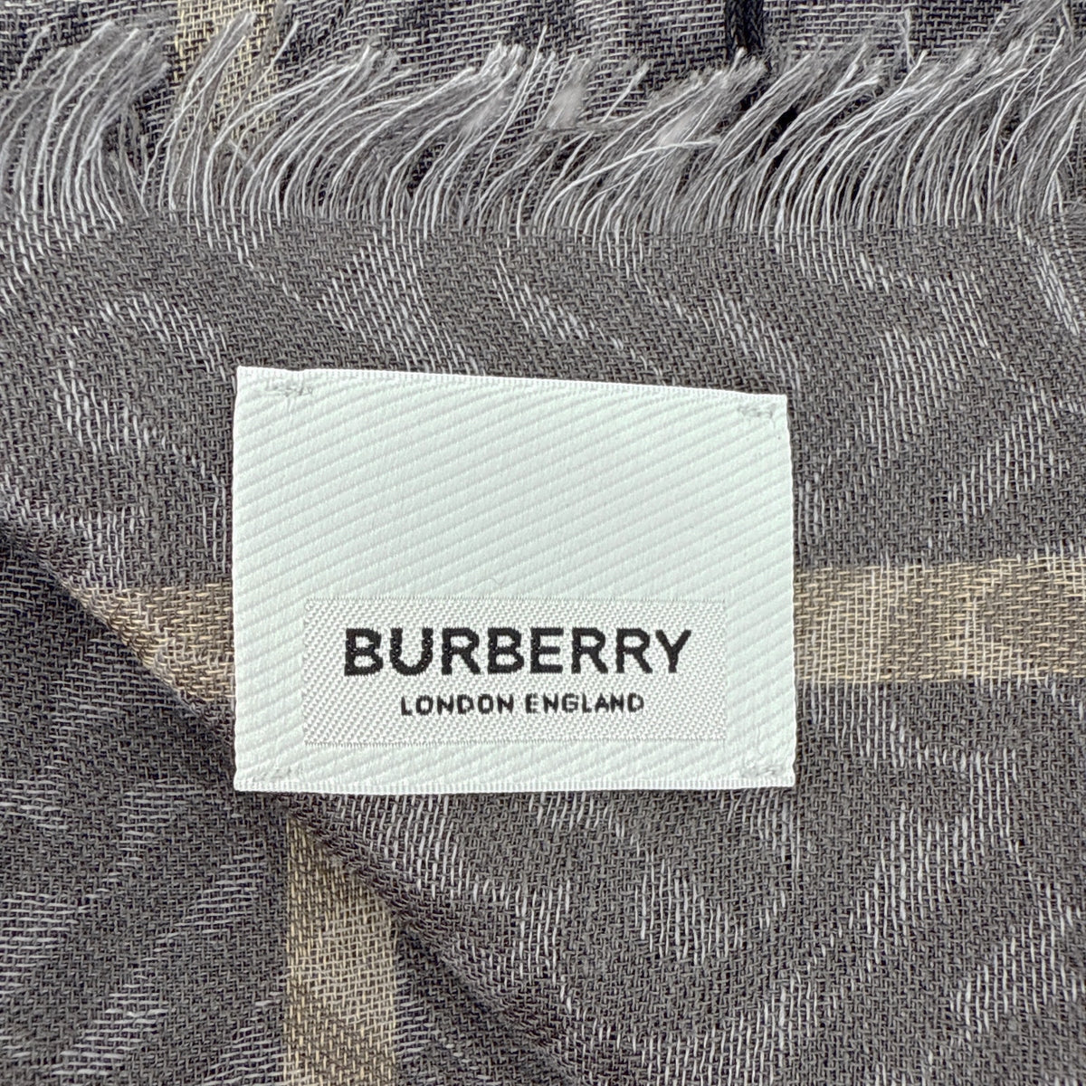 BURBERRY TB Giant Check Gauze Wool &amp; Silk Scarf in Charcoal