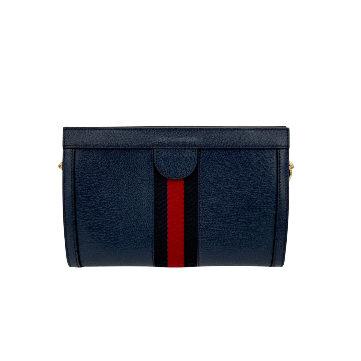 GUCCI Ophidia Chain Shoulder Bag Textured Calfskin Web in Blue Agata