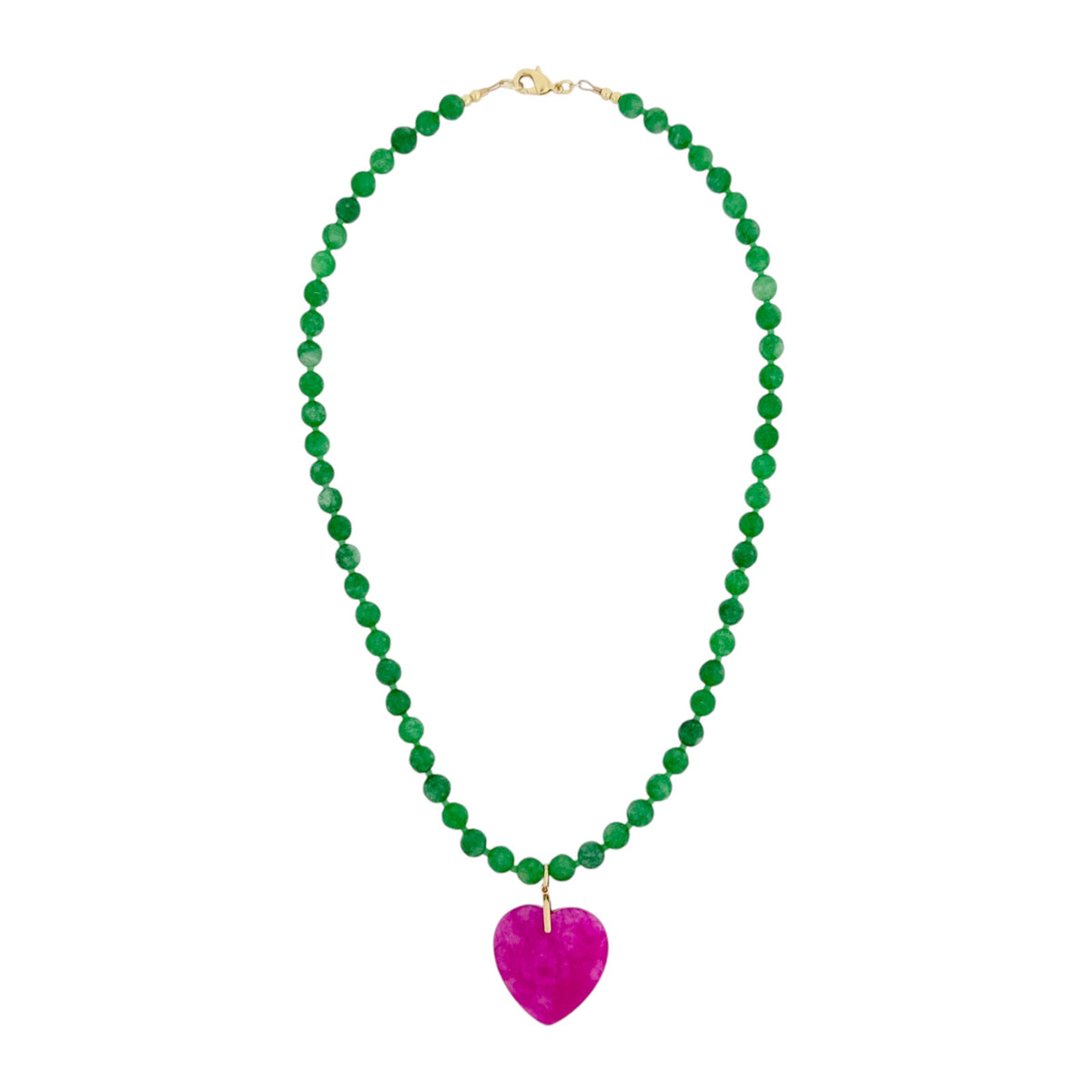 THE SILVER WREN Abel Beaded Necklace in Green and Pink 18"