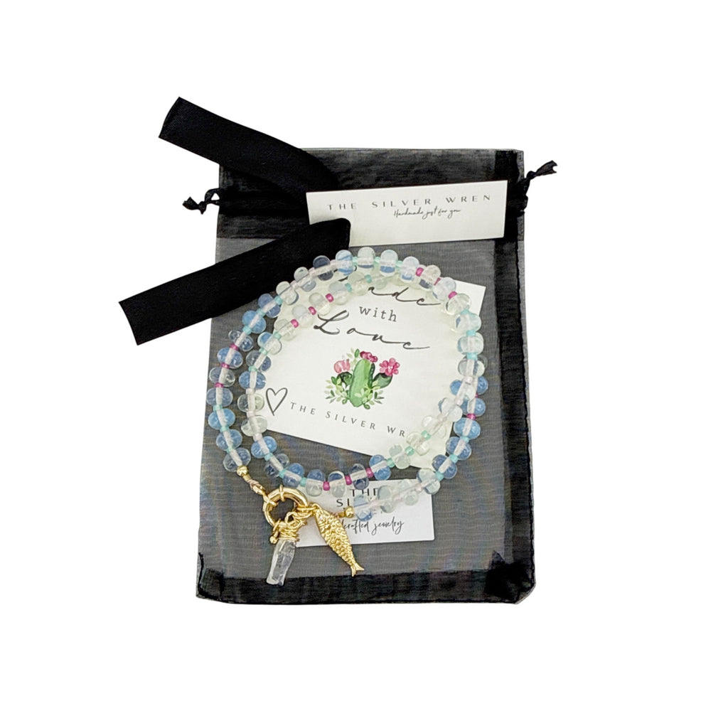 THE SILVER WREN Mirage Stone Candy Fish Necklace in Opalite 18"