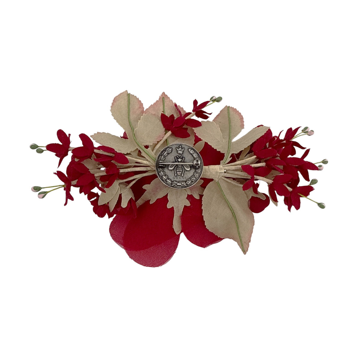 Gucci Silk Floral Brooch in Red