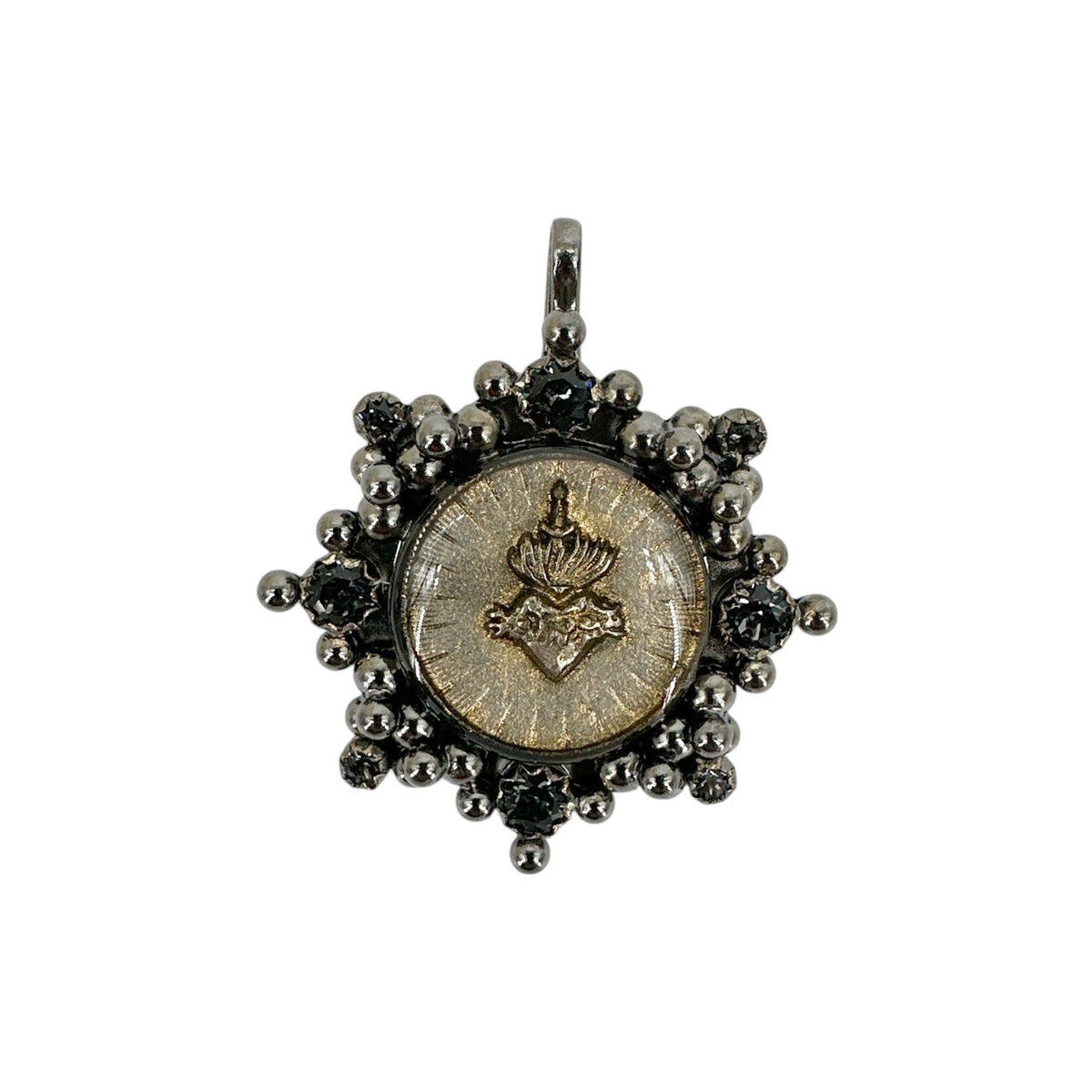 VIRGINS SAINTS & ANGELS VSA Cloister Sacred Heart Medallion Gunmetal