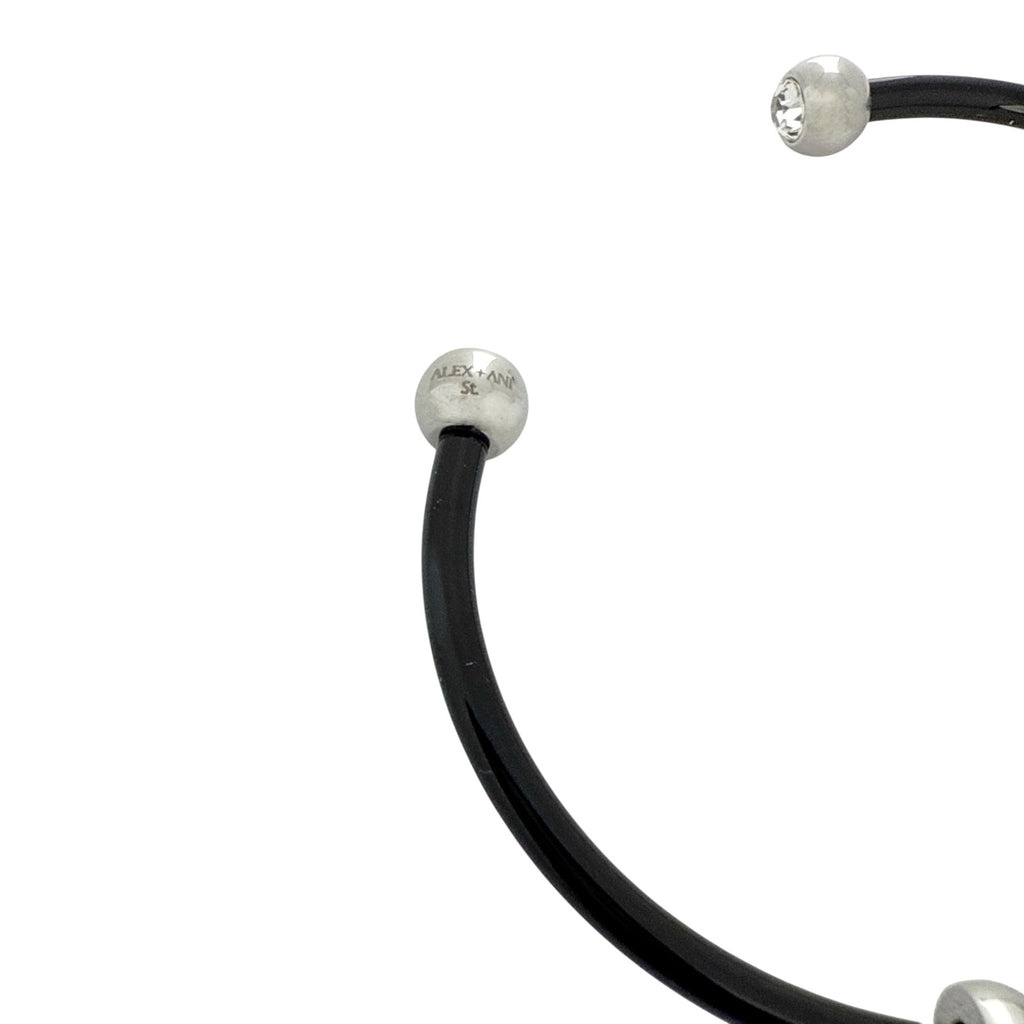 ALEX+ANI Bezel Stone Enamel Cuff Black