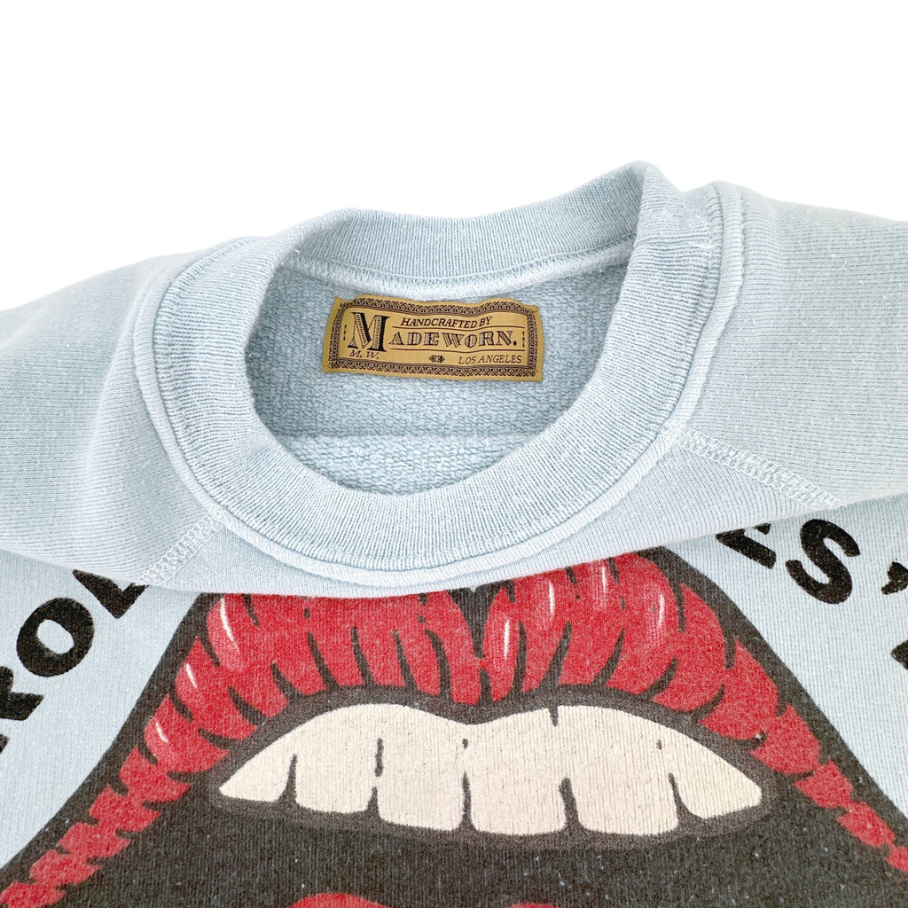 MADEWORN The Rolling Stones 1975 Sweatshirt in Washed Blue XS