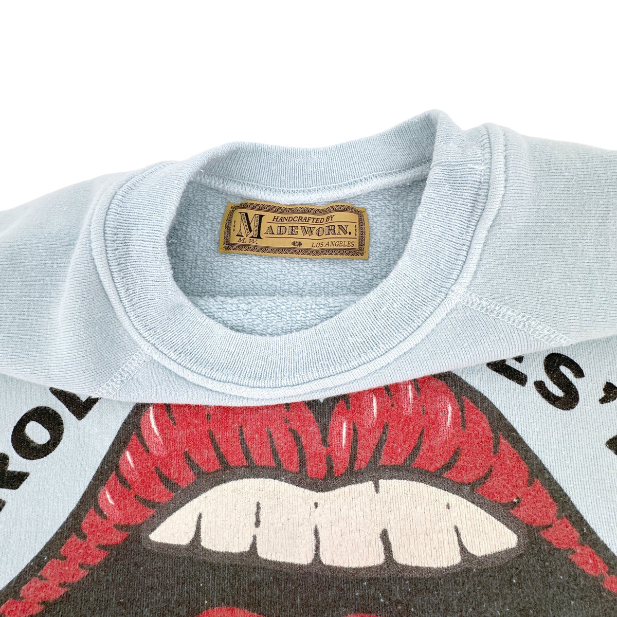 MADEWORN The Rolling Stones 1975 Sweatshirt in Washed Blue XS