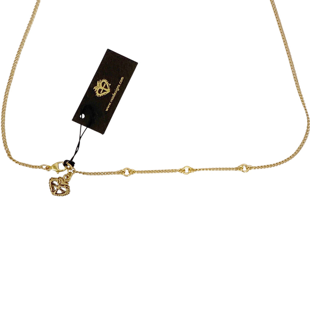 VSA Cloister Sacred Heart Charm Necklace in Gold